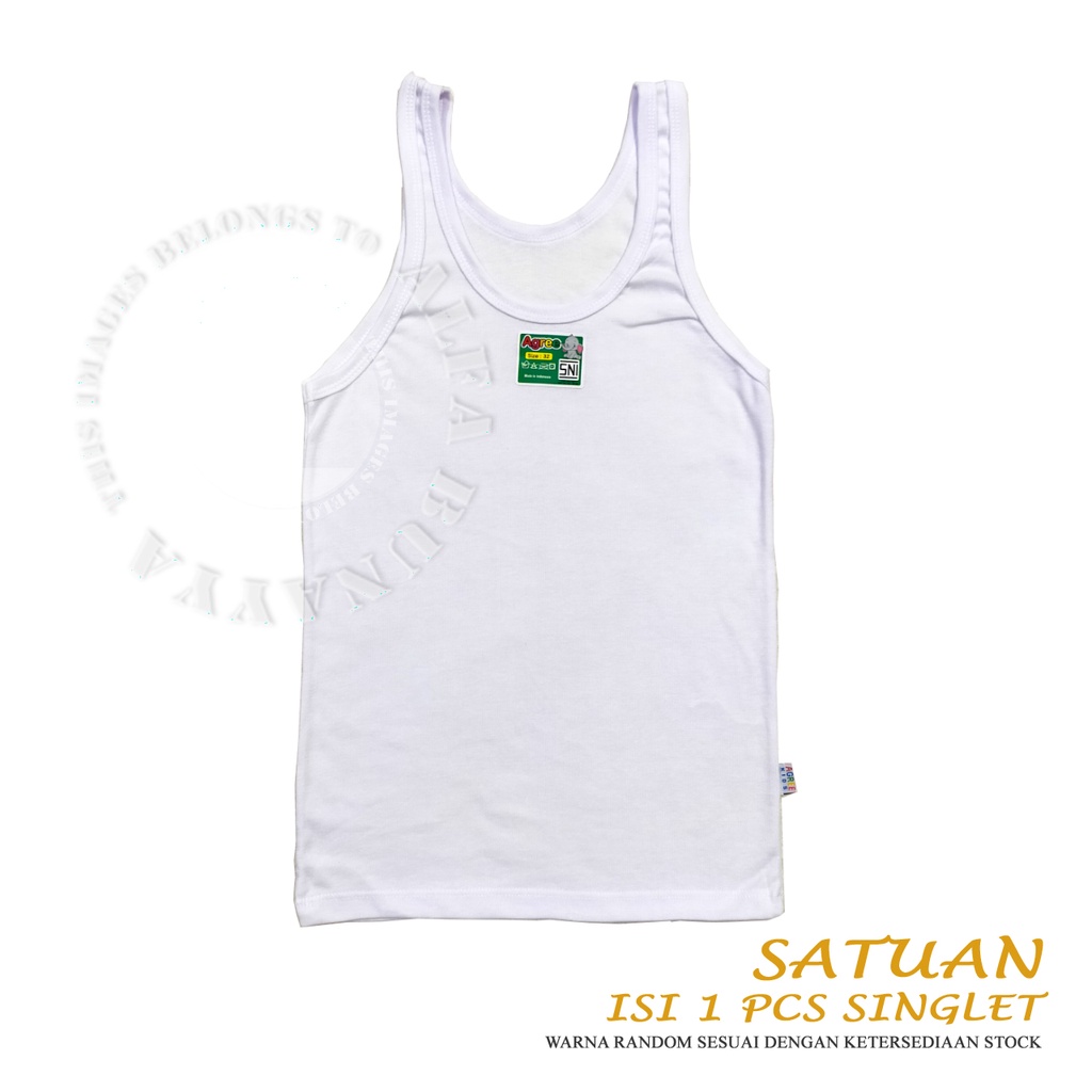 1 Singlet Anak AGREE PUTIH - POLOS - LIST POLOS Kaos Dalam Anak