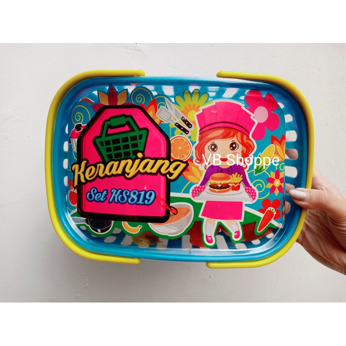Mainan Keranjang Set Masak Masakan Lengkap Alat Dapur Buah Sayur Besar