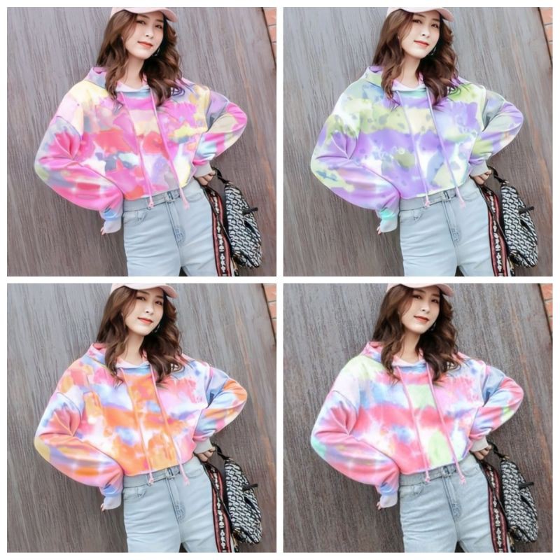 Hoddie crop diy WN SWEATER HOODIE CROP DIY TIE SWEATER KEKINIAN SWEATER JUMBO WANITA TIE DIY