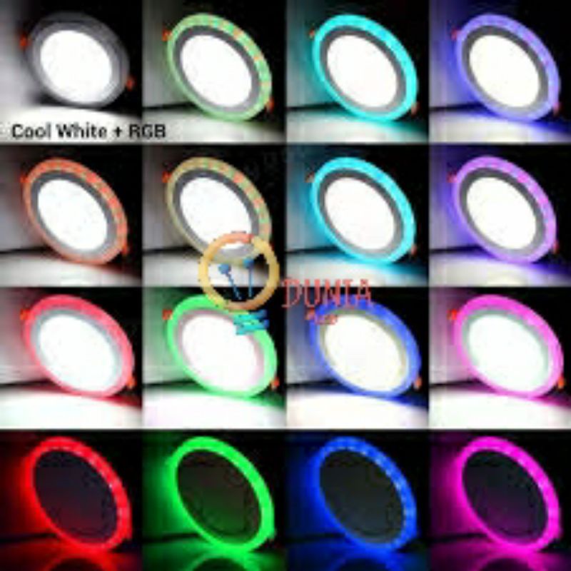 Panel Down light LED RGB 6+3 Watt Bulat Dengan Remote