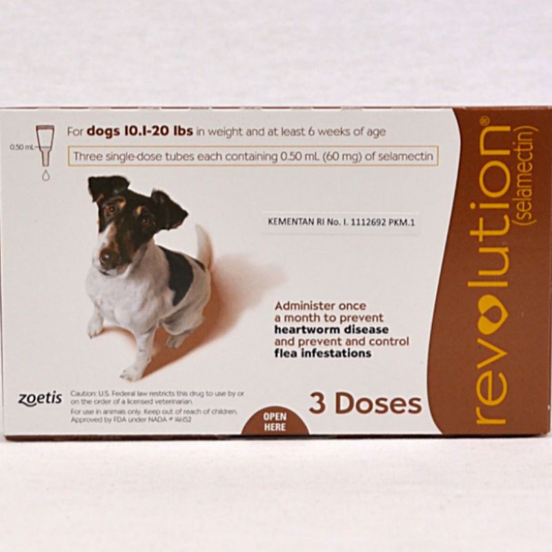 Revolution Dog Small Brown Coklat 10.1-20 lbs (5-10kg) 1 box (isi 3 tube) - Obat Kutu Anjing