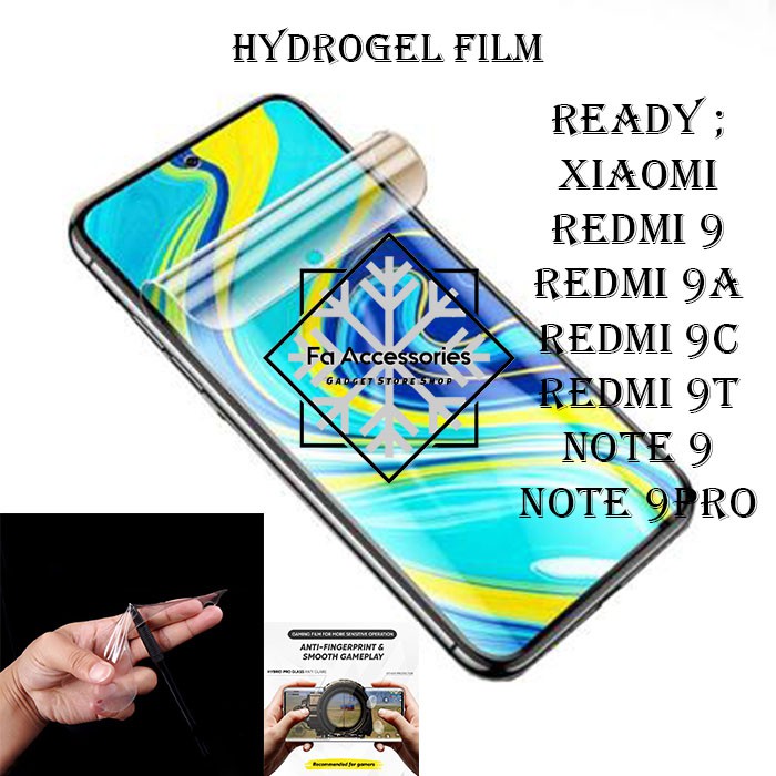 FA ANTI GORES JELLY HYDROGEL XIAOMI REDMI NOTE 9 9A 9C 9T 9PRO FULL SCREEN PROTECTOR GUARD SHOCK PRO