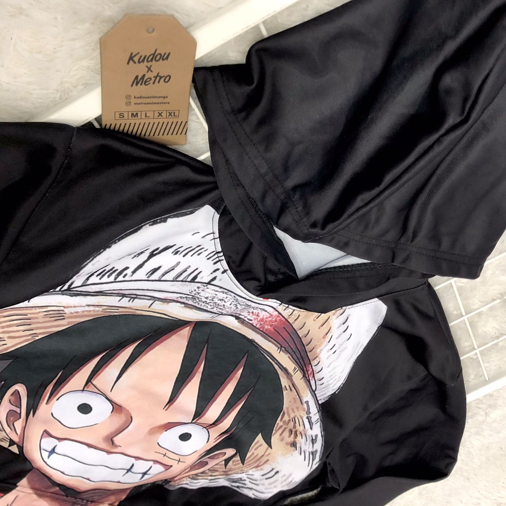 Hoodie Luffy Black Onepiece Anime Manga Premium Unisex