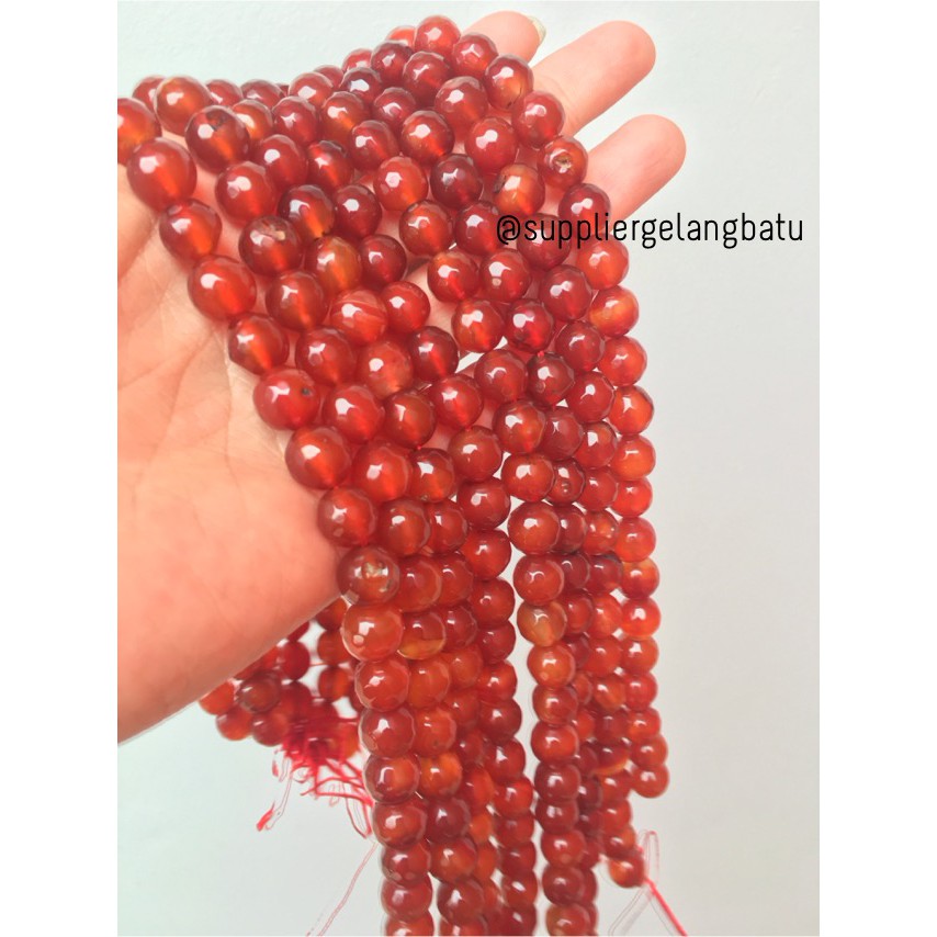 batu orange carnelian FACETED BEAD 10mm akik bacan oren tembus premium aksesoris fashion craft