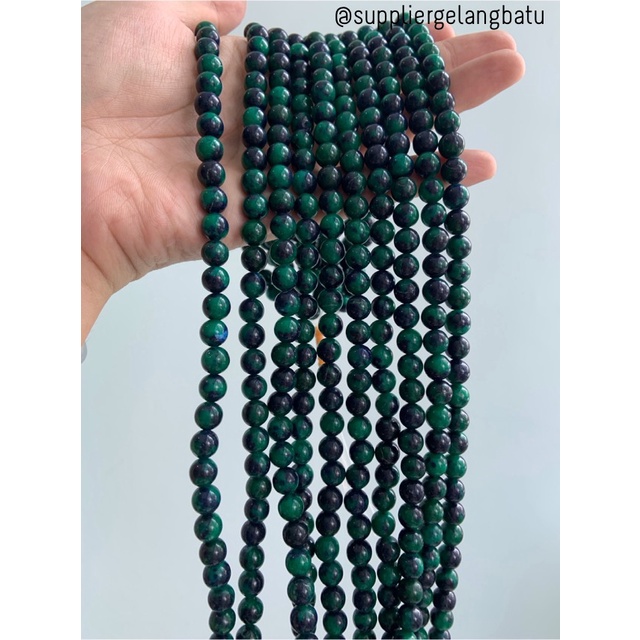 batu 8mm green chrysocolla bahan rangkai aksesoris bacan akik hijau