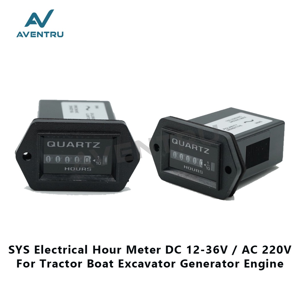 SYS HourMeter DC 12V-36V 10-80V 220V AC Hour Meter Generator Tractor Mesin Boat Excavator Engine