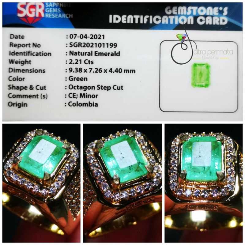 Batu permata Zamrud beryl Memo Lab Columbia