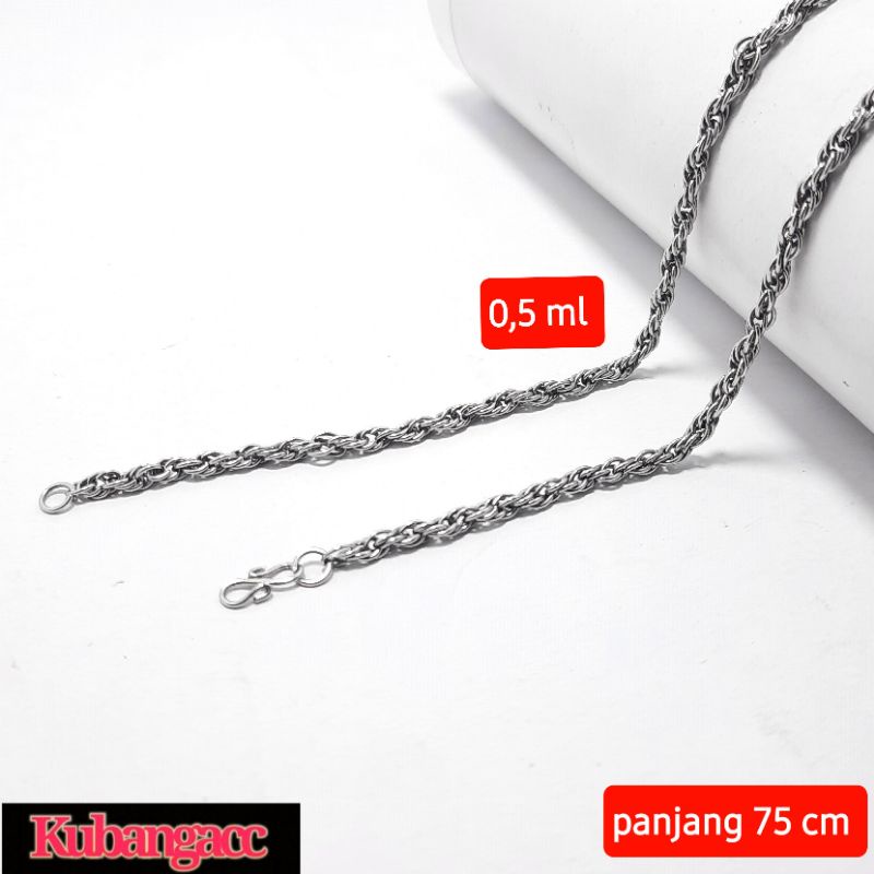 Kalung. Kalung Baja Putih model Tambang 0,5ml Kalung Pria wanita Kalung stanless Kalung monel
