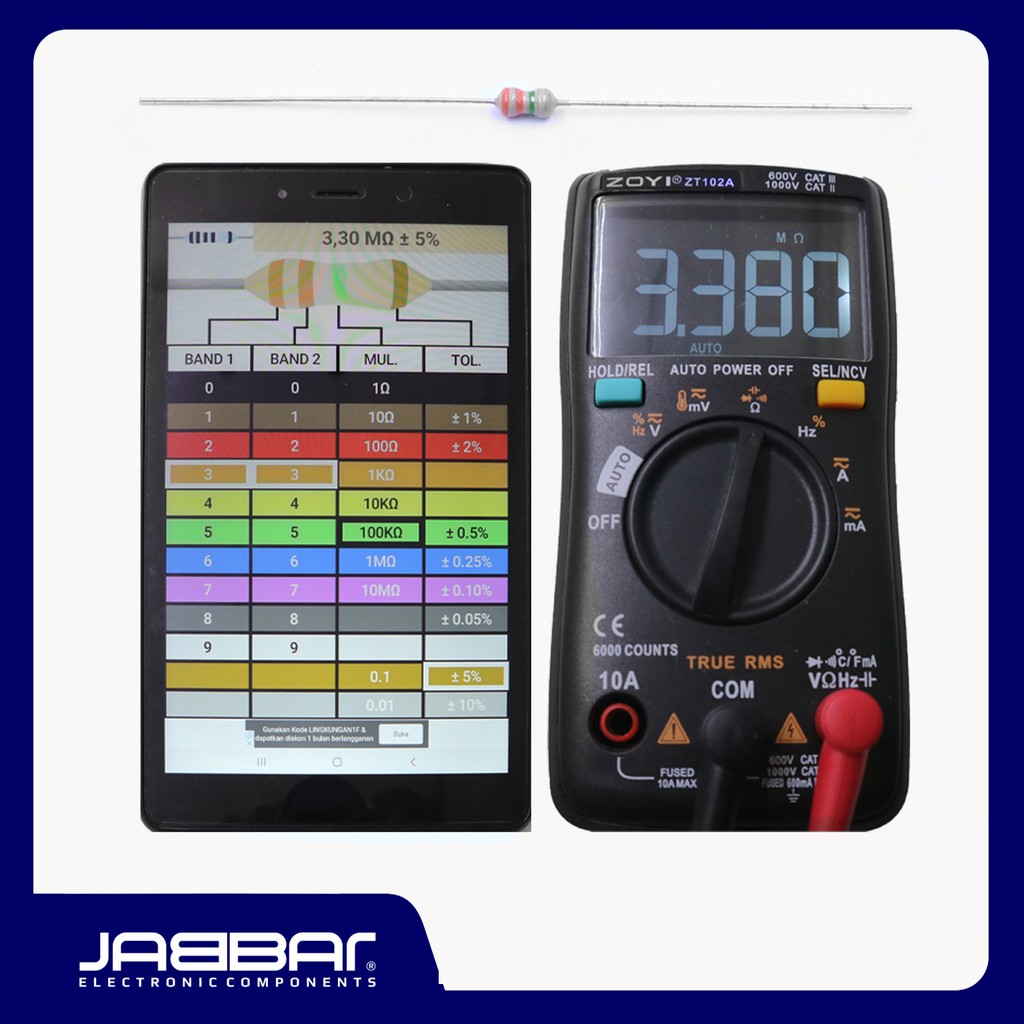 RESISTOR 3M3 OHM 1/6W 5% DIP (3,30M OHM)