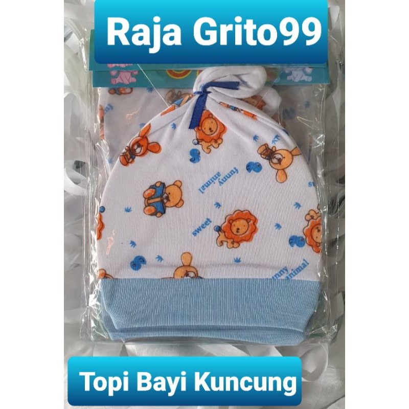 Topi Bayi kuncung print / topi Kupluk bayi motif sablon