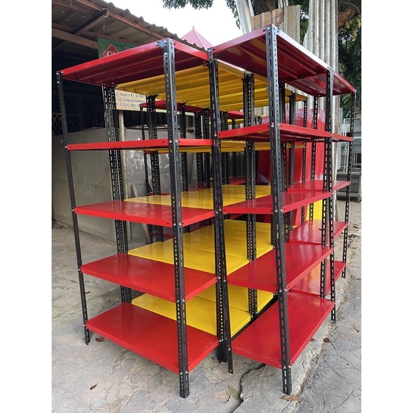 Rak besi siku ukuran 100x60x200CM 5susun +kalo karet