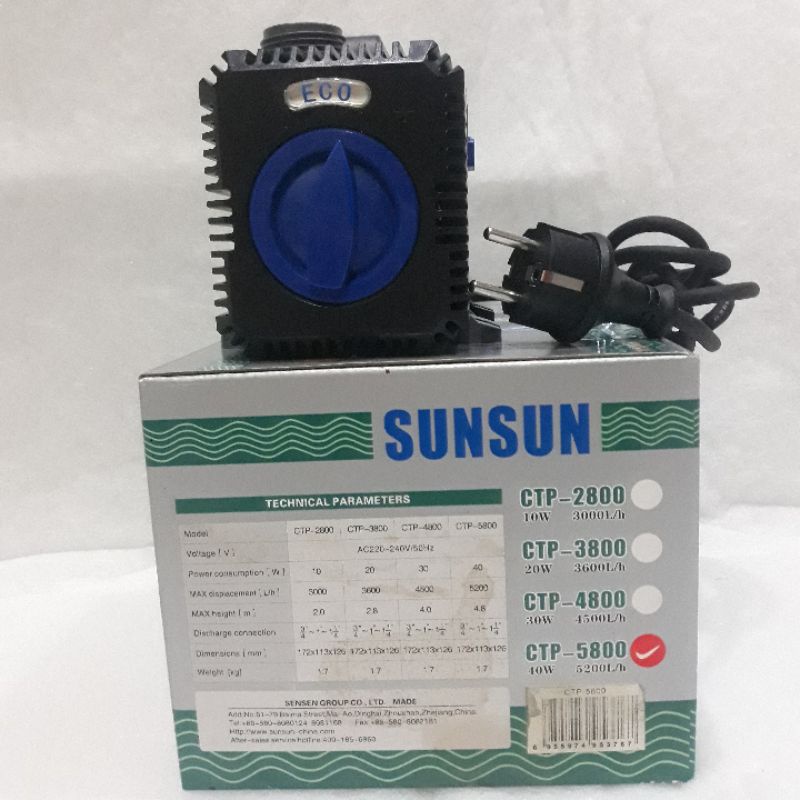 SUNSUN CTP5800, 5200liter/perjam 40watt pompa celup kolam/aquarium