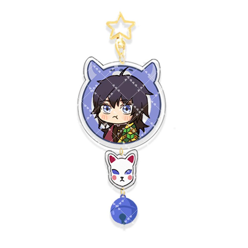 Lanfy Demon Slayer Gantungan Kunci Tanjirou Zenitsu Model Patung Akrilik Miniatur Kimetsu No Yaiba Star keychain Inosuke Kyoujurou Key Ring
