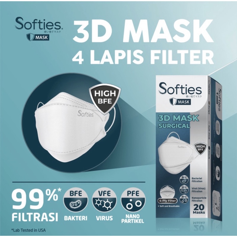 SOFTIES MASKER 3D SURGICAL 4PLY - 3D MASK SURGICAL