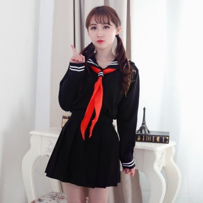 SEIFUKU 5 / SERAGAM SEKOLAH JEPANG LENGAN PANJANG HITAM + DASI