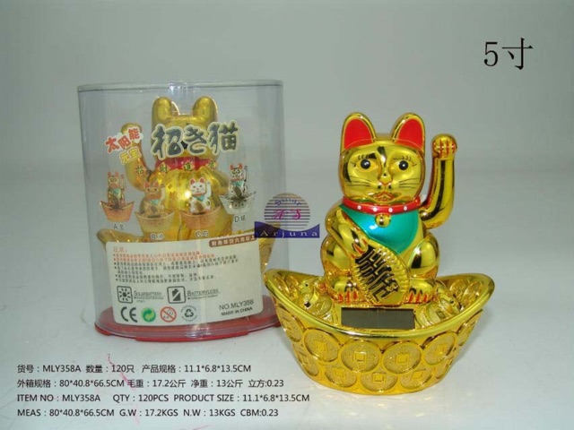 pajangan solar/surya /kucing rejeki/kucing hoki/kucing maneko neki/lucky cat /10.5cm