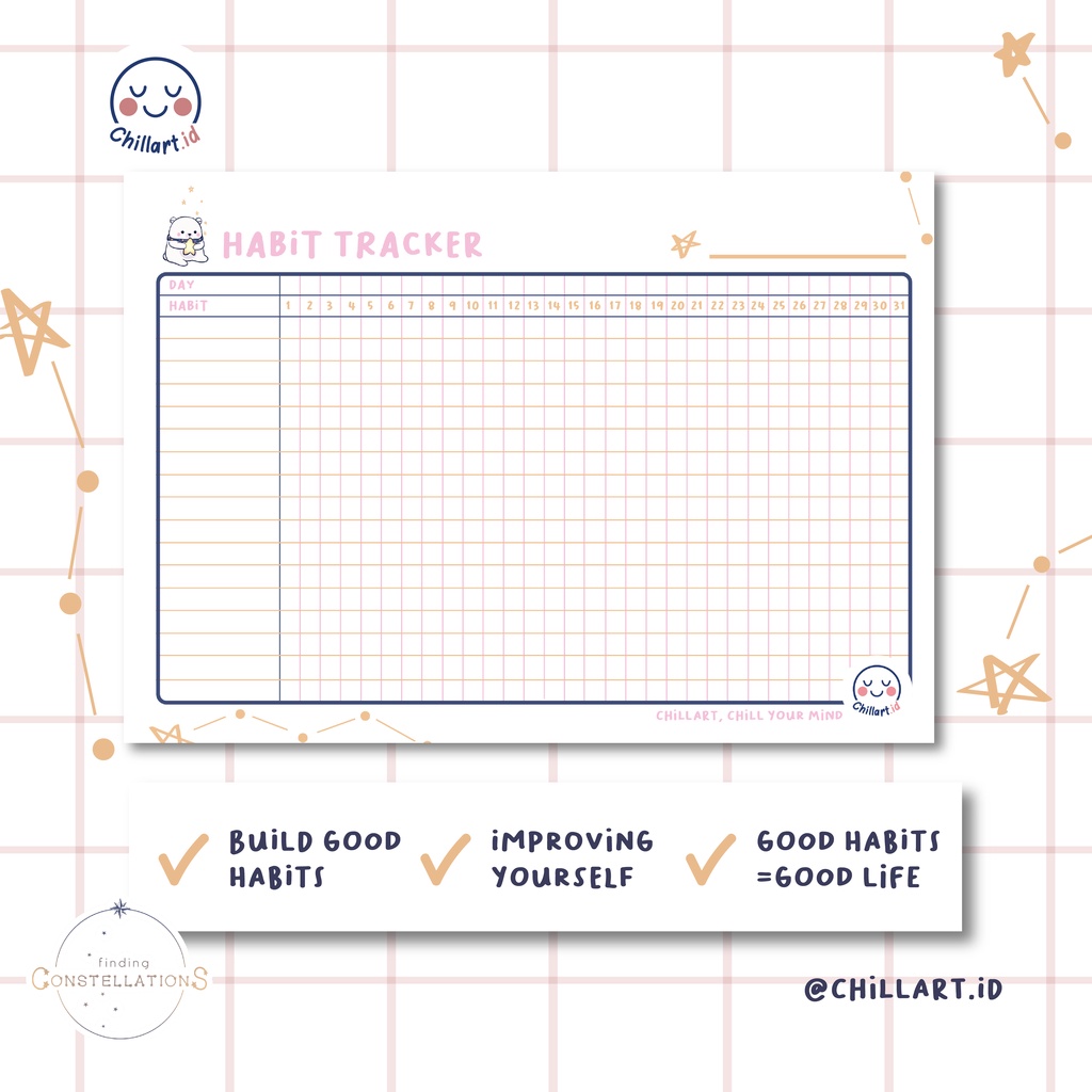 

[chillart.id] One Sheet/ 1 Lembar Habit Tracker Binder Loose Leaf A5 B5 100 gsm | Polaris Finding Constellations Hope The Corgi