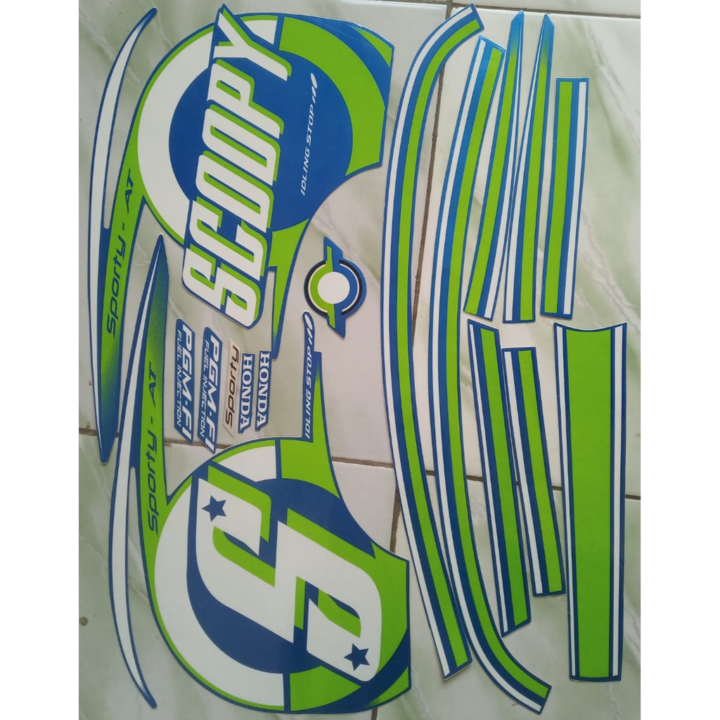 stiker striping honda scoopy sporty 2016 biru