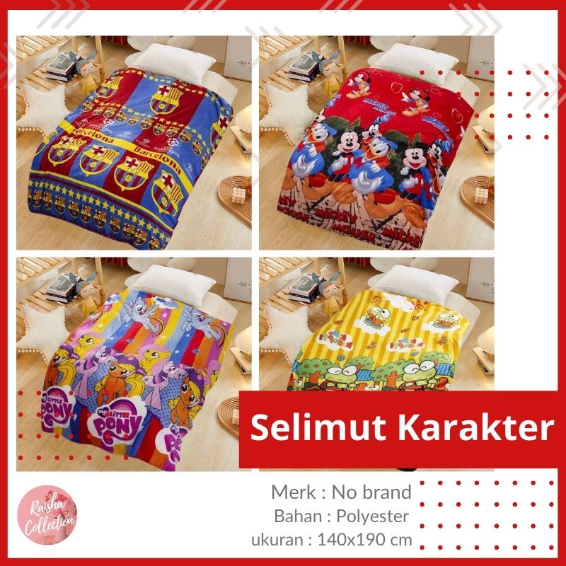 Tanpa Tas Mika Selimut Bulu Anak Selimut Karakter Halus Jumbo Ukuran 120x175cm