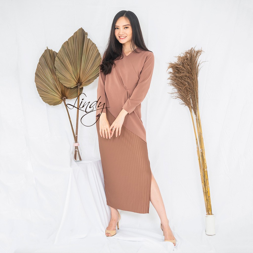 KHUSUS GROSIR Scuba kombinasi Plisket dress 4838