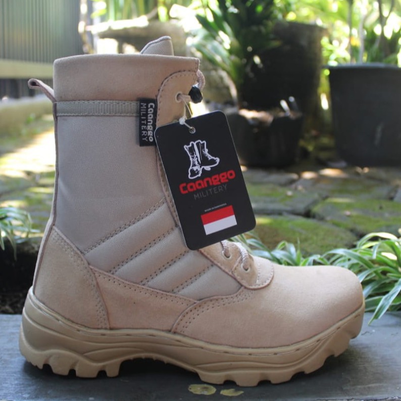 SEPATU PDL TACTICAL KULIT SATPOL PP/PNS CREAM GURUN 8 INCI