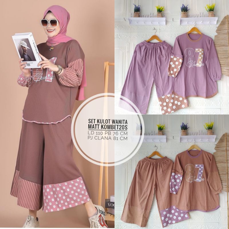 Setelan Numia model Paling Terbaru / Set celana Kulot Full kombet20s