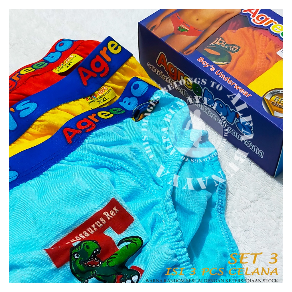 3 Pcs Celana Dalam Anak Laki-laki AGREE BOYS AB1AGB-ME Dinosaurus CD Boys Underwear