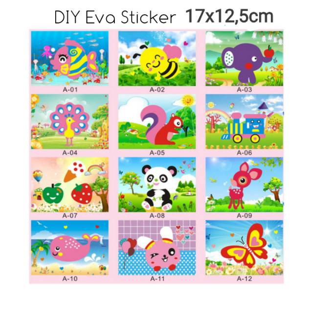 Mainan Kolase Menempel Diy Eva Sticker Seri A