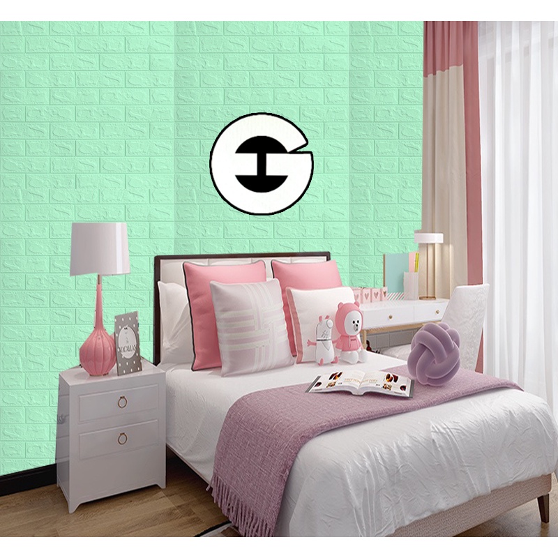 WA Wallpaper Foam Bata Warna Hijau Tosca Premium Wallpaper
