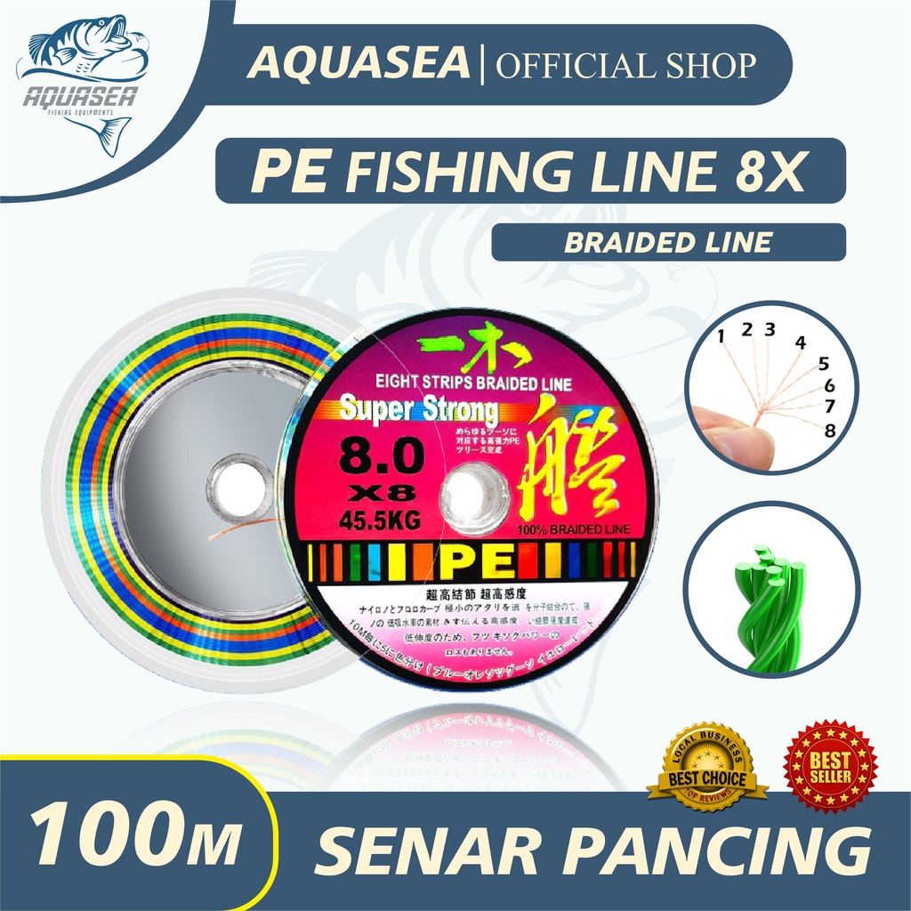 New AQUASEA Tali Pancing 100M Yimu Premium PE Fishing Line X8 Strength 3.10kg-18.6kg Senar Pancing