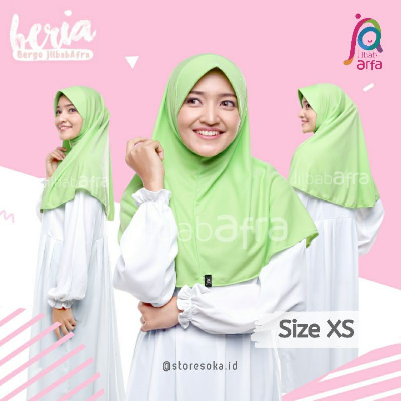 Jilbab Afra ( Jilbab Arfa ) Bergo Beria Pet Standar Size XS - Jilbab Instan Bahan Kaos Adem &amp; Lembut