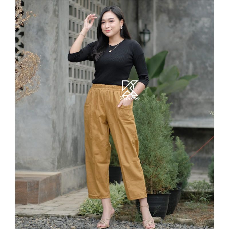 Celana Kulot Wanita Bahan Katun Twill Combed Premium - Baggy Pants 7/9 Kulot - Celana Bantal Wanita Premium