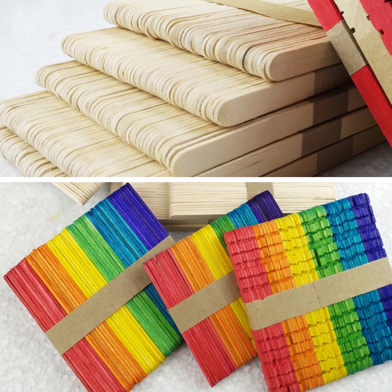 50pcs DIY Wooden Sticks Colorful Stik Kayu Anak Edukasi Dini Handmade Bahan Artcraft