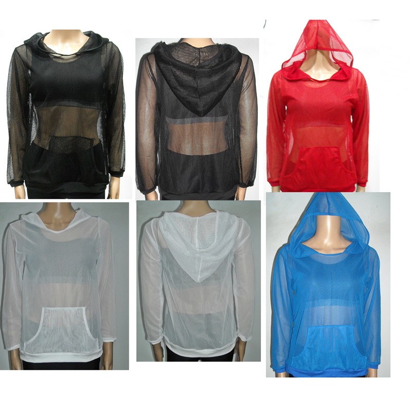 Atasan Hoodie Tangan Panjang Jala jaring Mesh kode ATB101