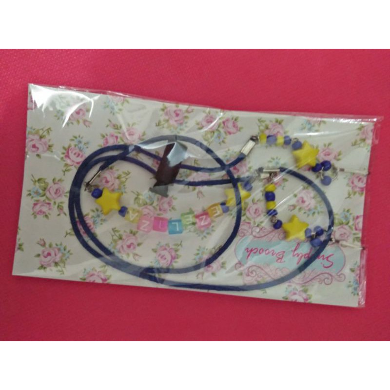 Pengait Serut Tali Masker Hijab Custom Nama untuk Anak