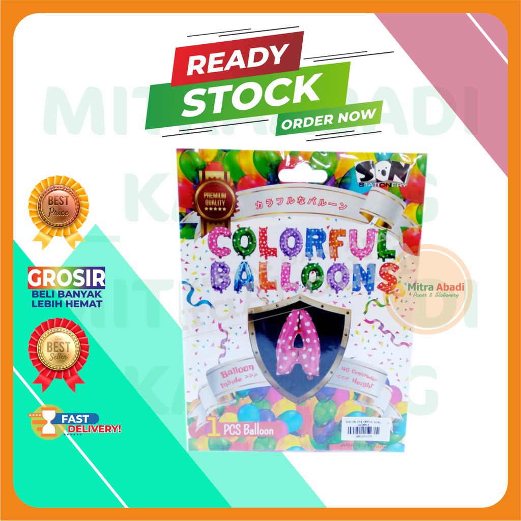 BALON HURUF A WARNA PINK MOTIF LOVE