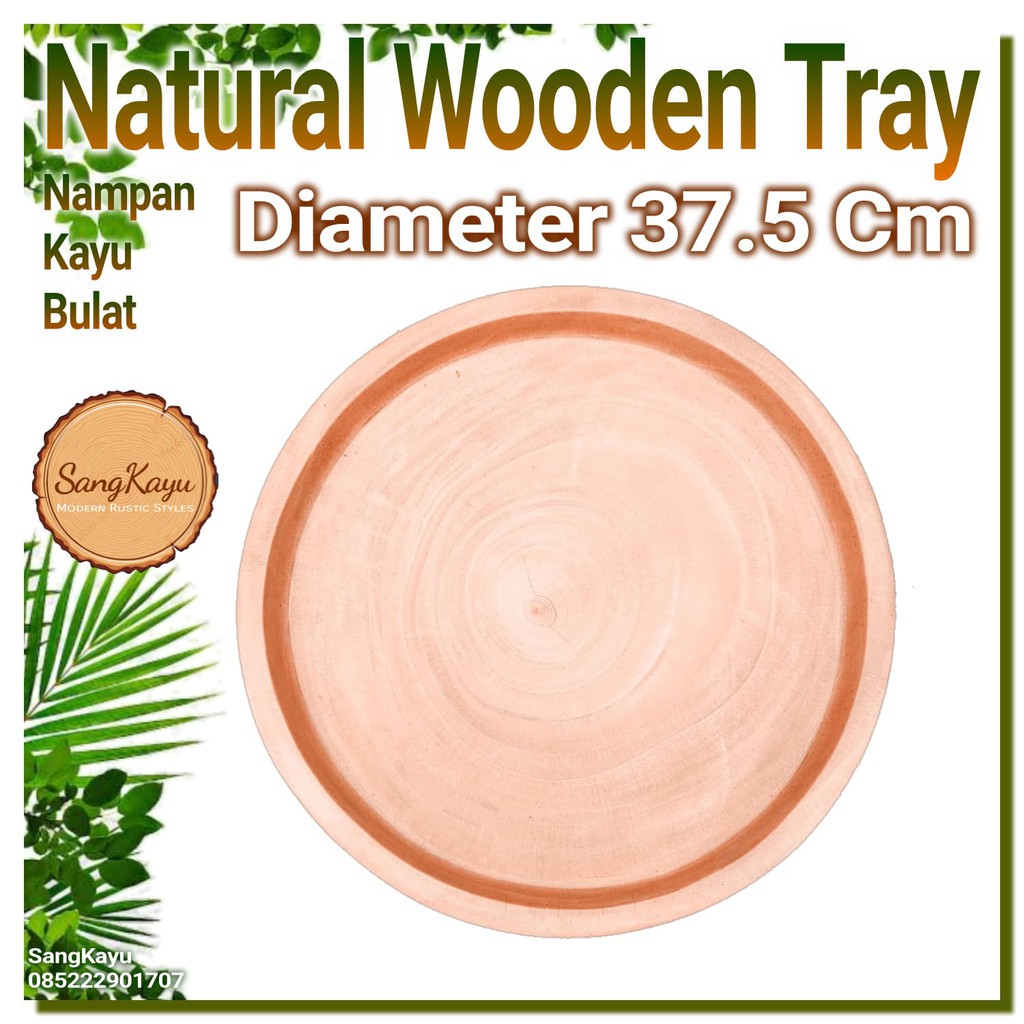 Wooden Tray D-37,5 Cm Wooden plate nampan kayu piring kayu nampan saji