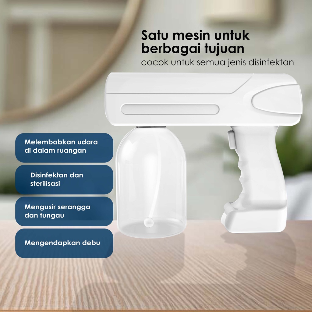 KADONIO Nano Spray Gun Disinfectant Fogging Disinfection Portable Sterilisasi Cahaya Biru Pemurnian Udara Usb 300ML