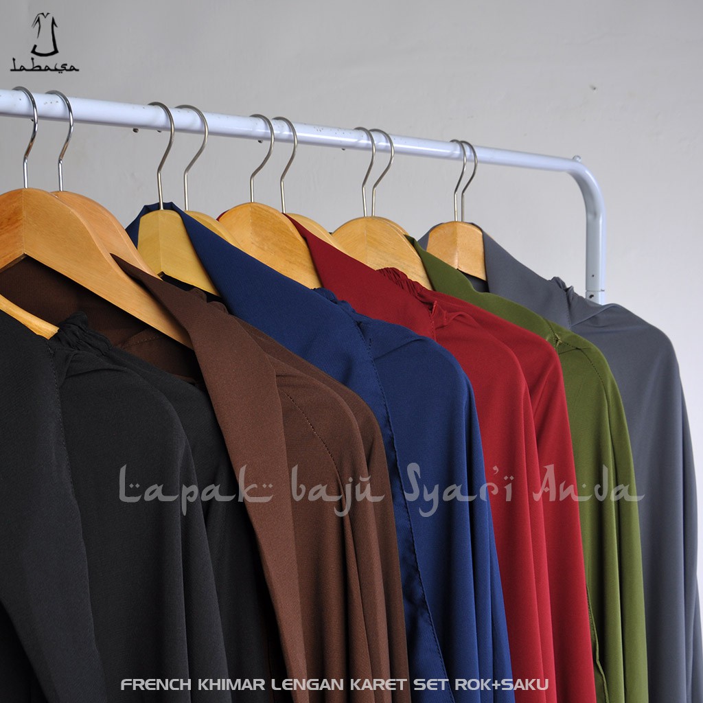 Labasa French Khimar Instan Lengan Karet Set Rok (ada sakunya) | French Hijab | Bisa COD