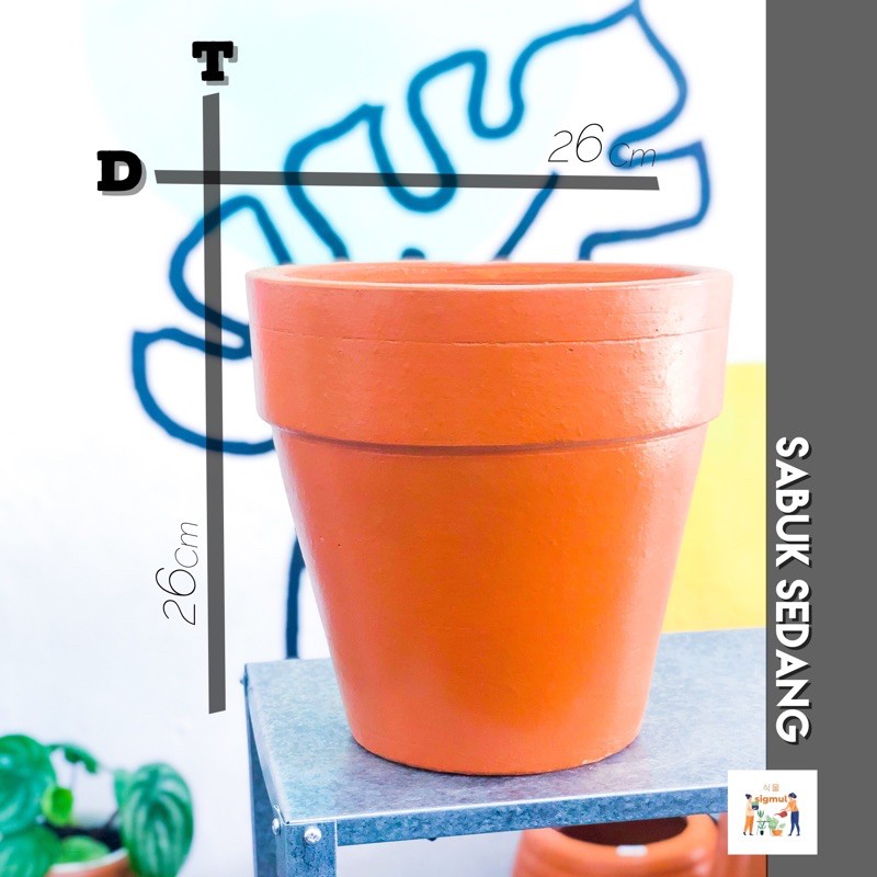 Pot Terakota / Pot Gerabah / Pot Teracotta / Tanah Liat Sabuk Sedang