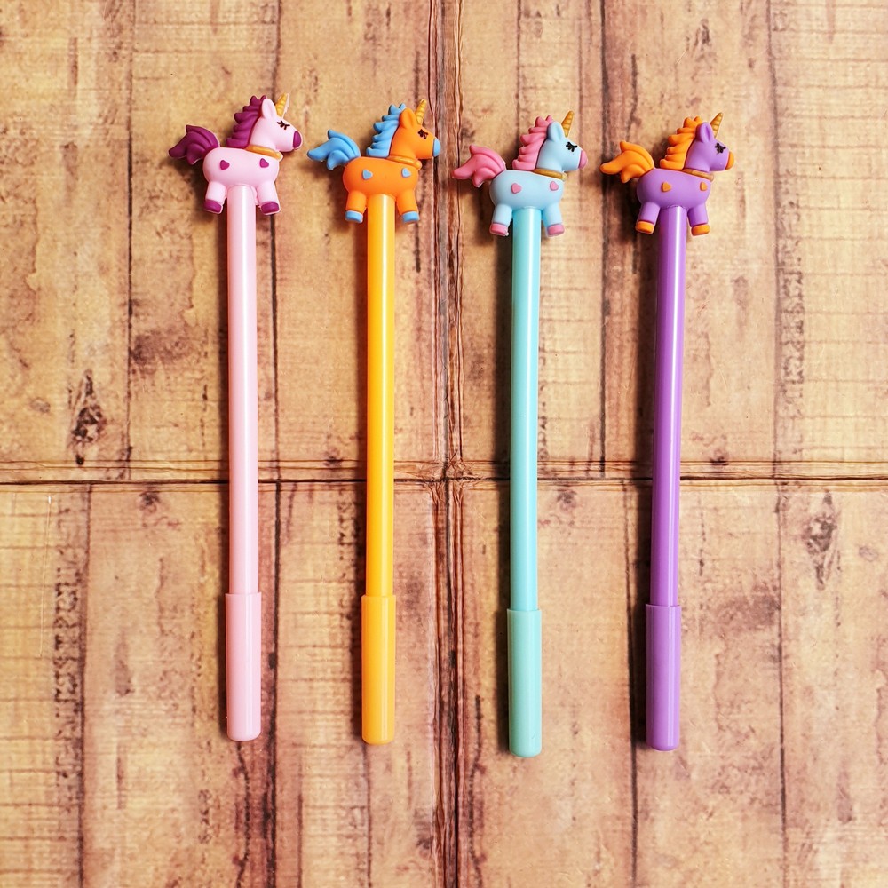 4 Pcs Pen - Pulpen - Gelpen Motif Unicorn Love 215 - Ballpoint Gel Lucu - Pen Motif Unicorn Love