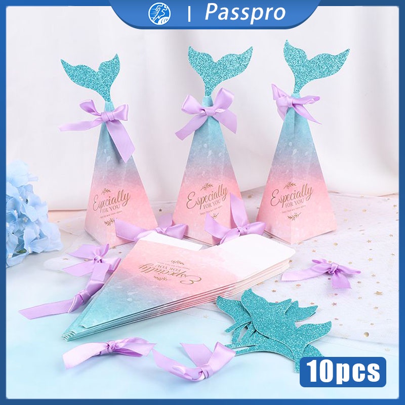 

10pcs Kotak Permen Ekor Duyung/Colorful Mermaid Candy Box Wedding Party Gift Supplies