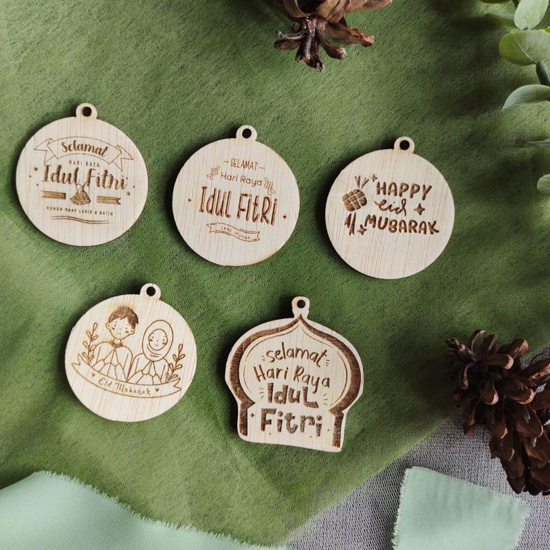 

Tag Lebaran Murah elegan|Hang tag plywood for Hampers
