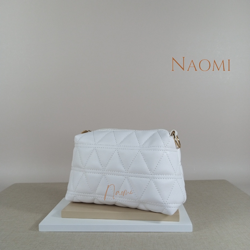 NAOMI - SALE Marceline Sling Bag Kulit Sintetis PU - Tas Harian Simple Daily - Ringan Enteng Lembut Rantai - Tas Fashion Wanita Dewasa Motif Triangle 6 Warna - Tas Selempang simple Impor - Tas Wanita - tas simple ringan - tas rantai - Naomi Bag