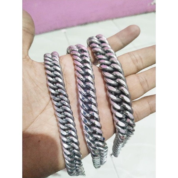 gelang rantai monel pria besar double rantai / gelang rantai jumbo / gelang rantai silver / gelang r