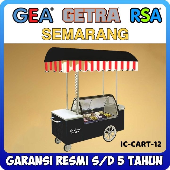 GEA IC-CART-12 GELATO SHOWCASE ICE CREAM GEROBAK ICE CREAM GELATO GARANSI