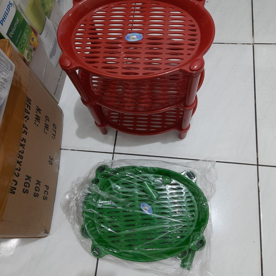 Rak Oval Plastik Tiga Susun Rak Serbaguna////