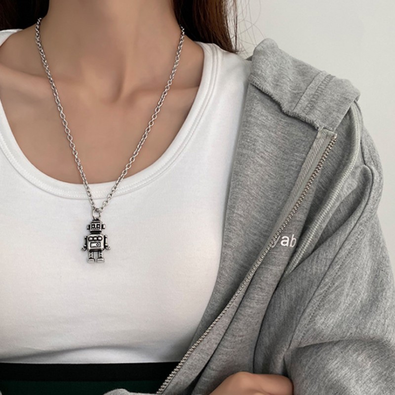 [ACKER] Retro Hiphop Gaya Mini Robot Liontin Kalung Untuk Pria / Wanita