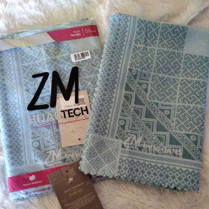 (bisa COD) hijab zaskia mecca ZM Toraja scarf ice blue