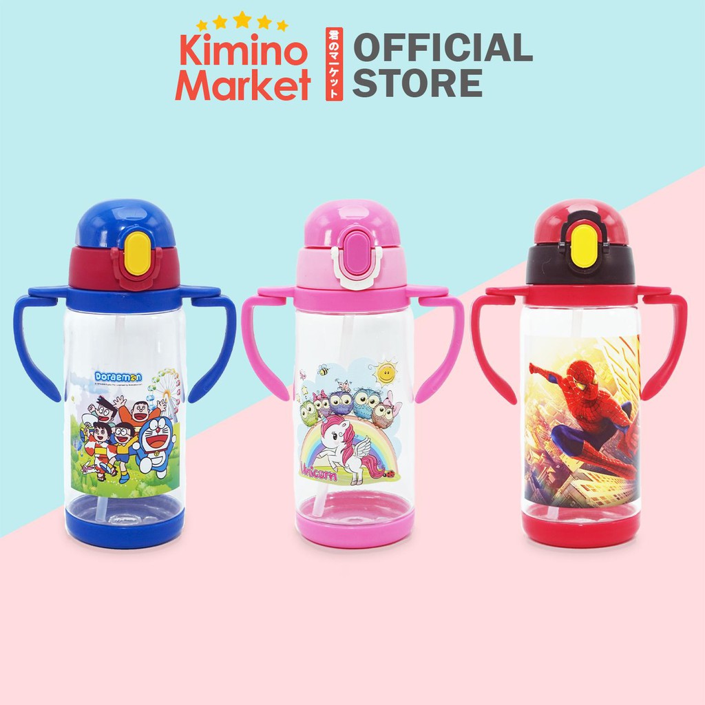 Botol Minum Sedotan Water Bottle Botol Air Lucu untuk Anak Portable Cute Biru dan Pink